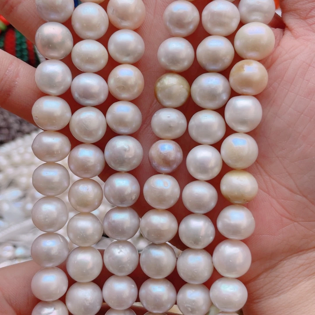 未镶嵌玛瑙/玉髓珠宝奇石天然珍珠1条卡11左右近圆