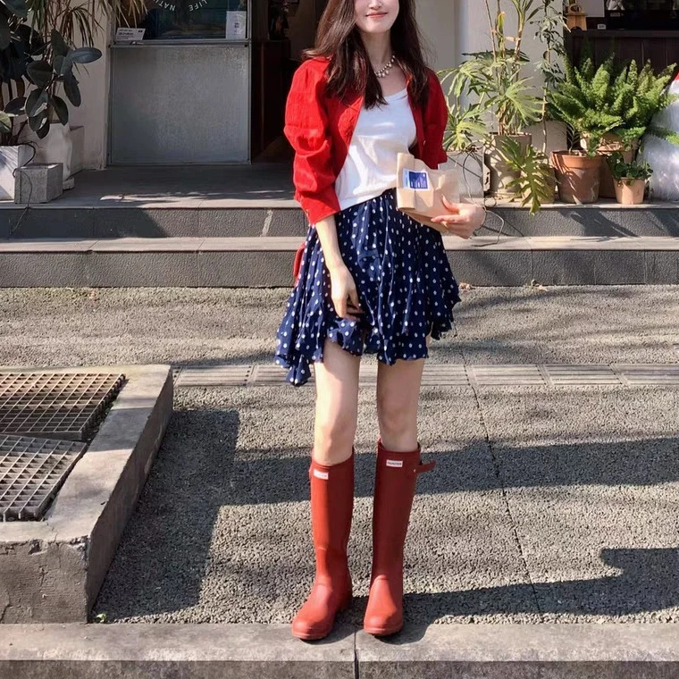 Echoone1 西西里漫花 蓝白花人丝半身裙女法式复古气质不规则短裙