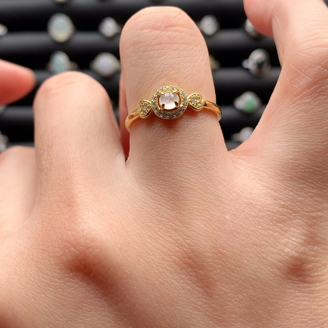 翡翠戒指银S925镶嵌0181