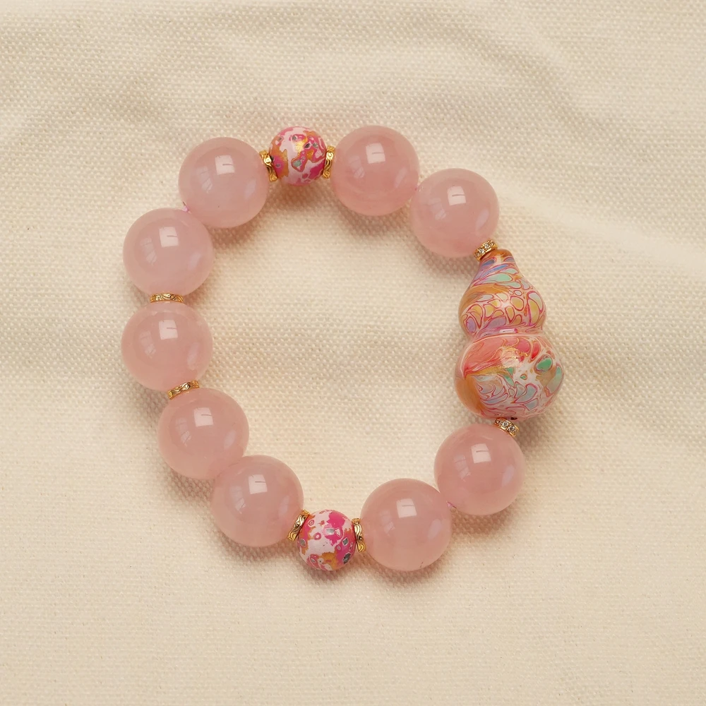 天然水晶手串15mm+大漆工艺葫芦手链 S221 多样性发一