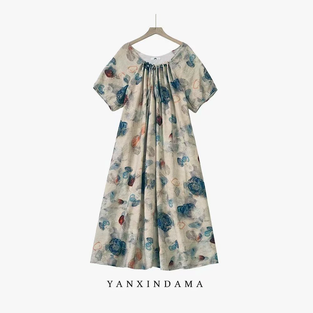 【岩心】大码女装300斤胖MM时尚设计感宽松修身显瘦法式连衣裙102