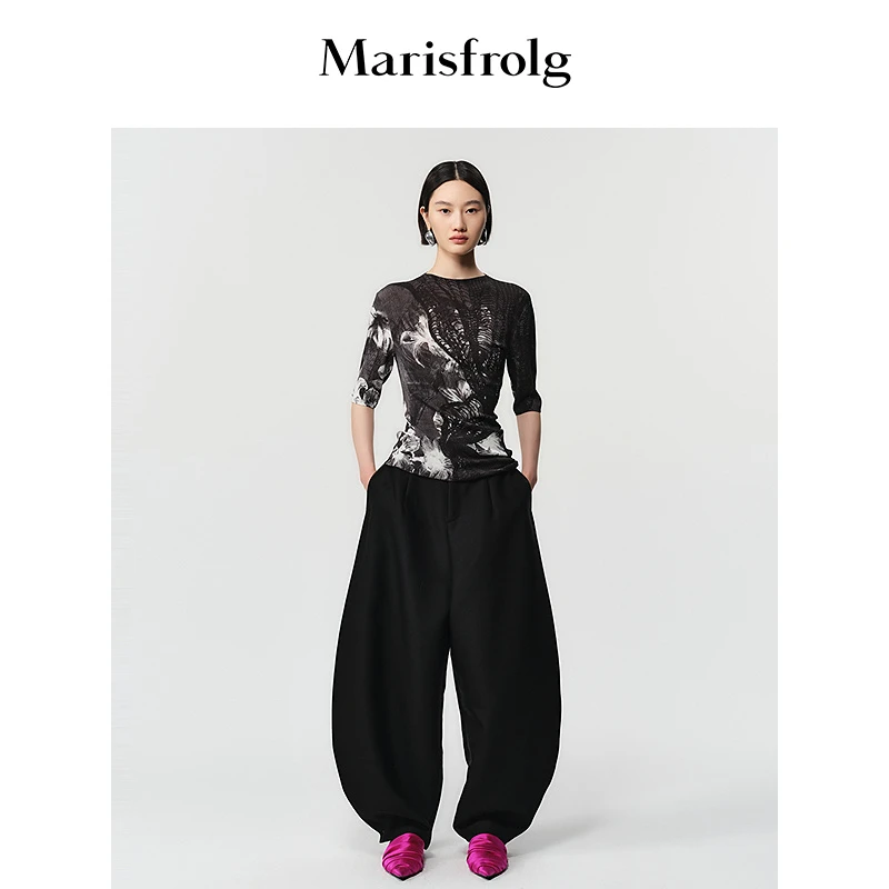 Marisfrolg玛丝菲尔25秋冬设计感洋气显瘦百搭针织衫A1FZ3819M