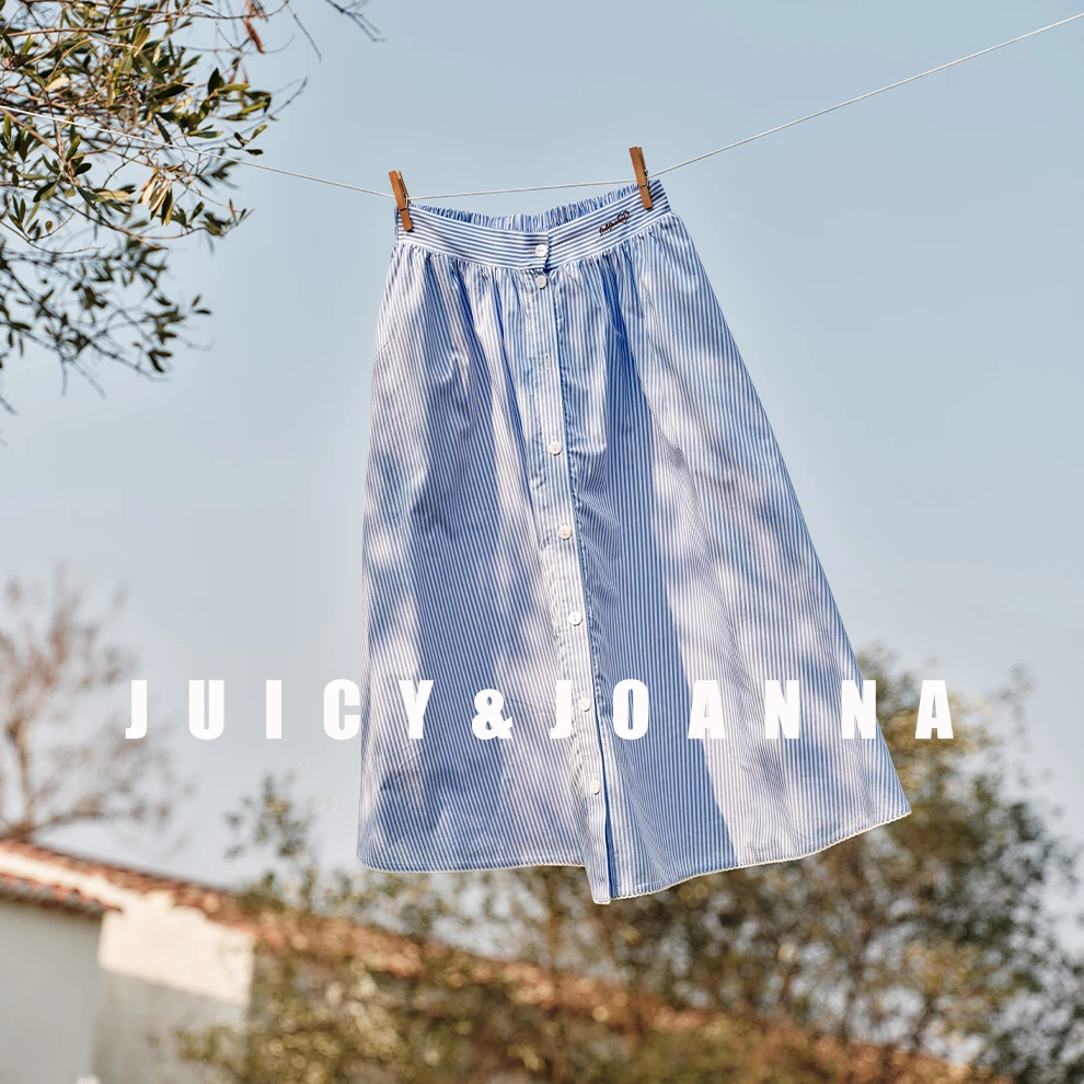 JUICY&JOANNA/橘子樱桃半松紧腰条纹半身裙