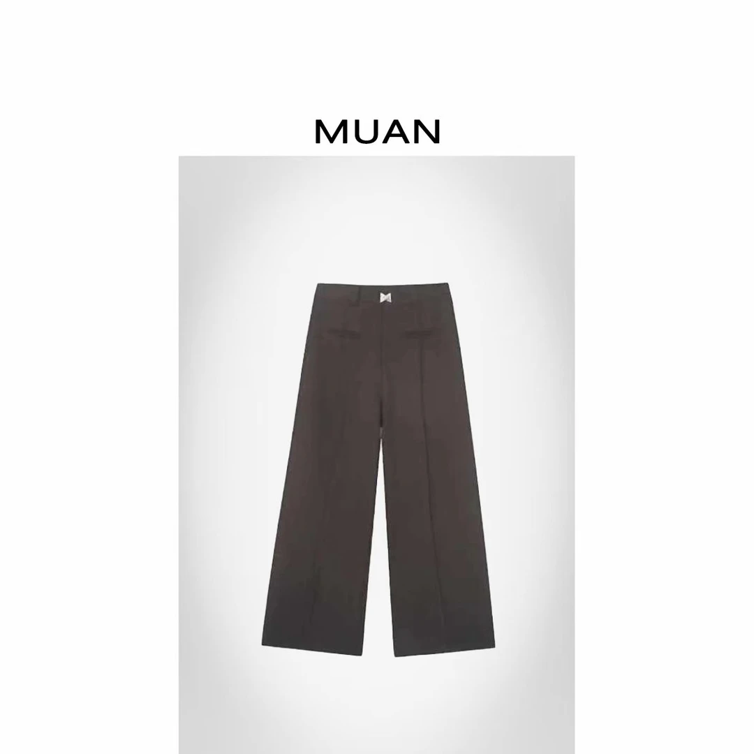 木岸MUAN：《杂志西裤》“杂志系列”定制金属标高腰西裤女YJ-23167