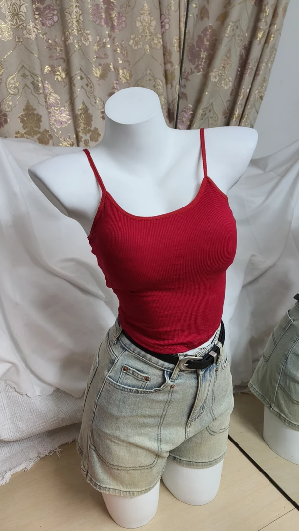 夏季新款纯欲辣妹带胸垫吊带背心女外穿内搭修身美背