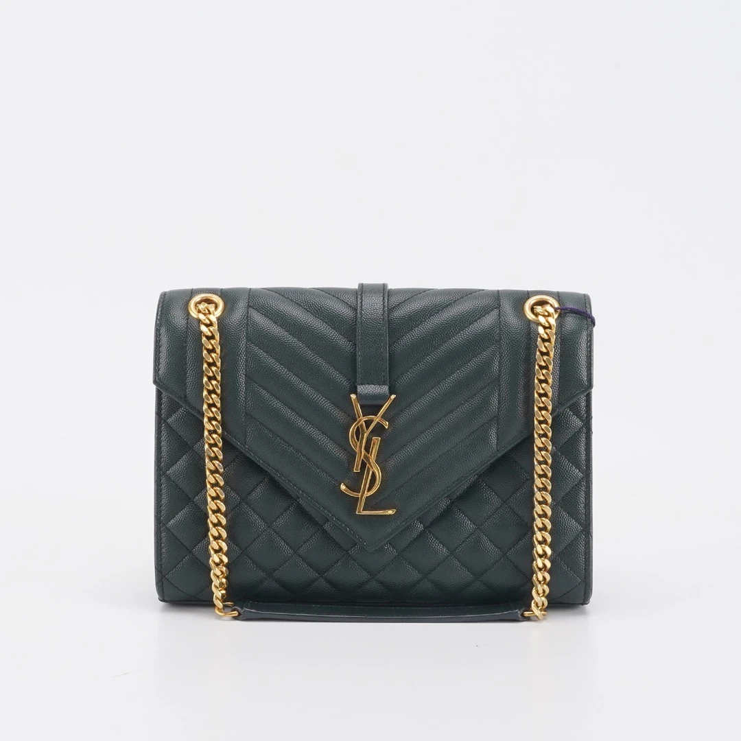 95新 YSL/圣罗兰 【白菜】envelope信封包中号绿/BGD902450015