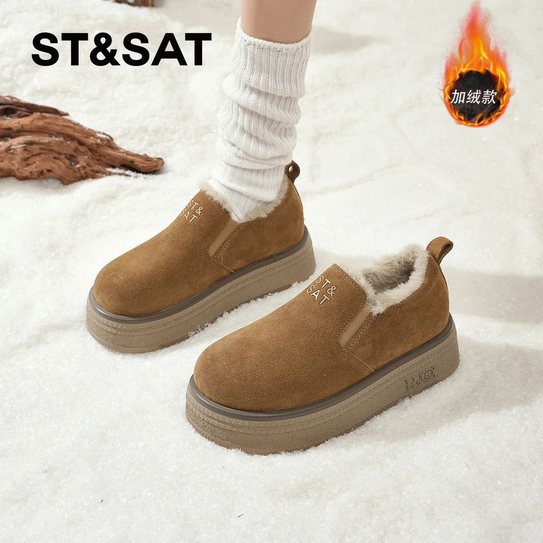星期六勃肯鞋女款2025新款爆款雪地靴一脚蹬复古棉鞋加绒气质鞋子
