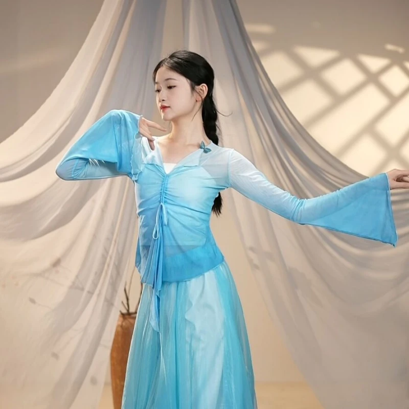 古典舞宽松显瘦喇叭袖飘逸仙气舞蹈服上衣中国舞民族舞演出练功服