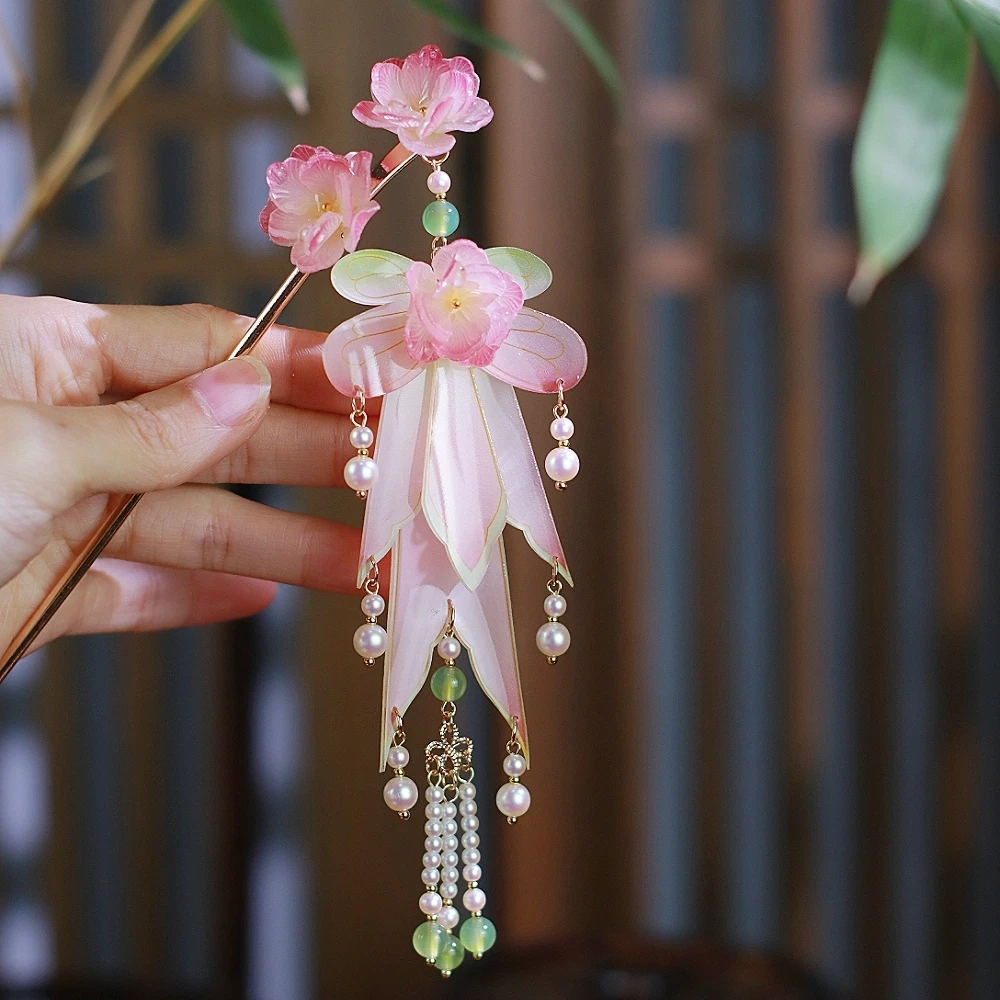 【红藤杖】|春幡|热缩发钗流苏春天汉服古风配饰国风发饰