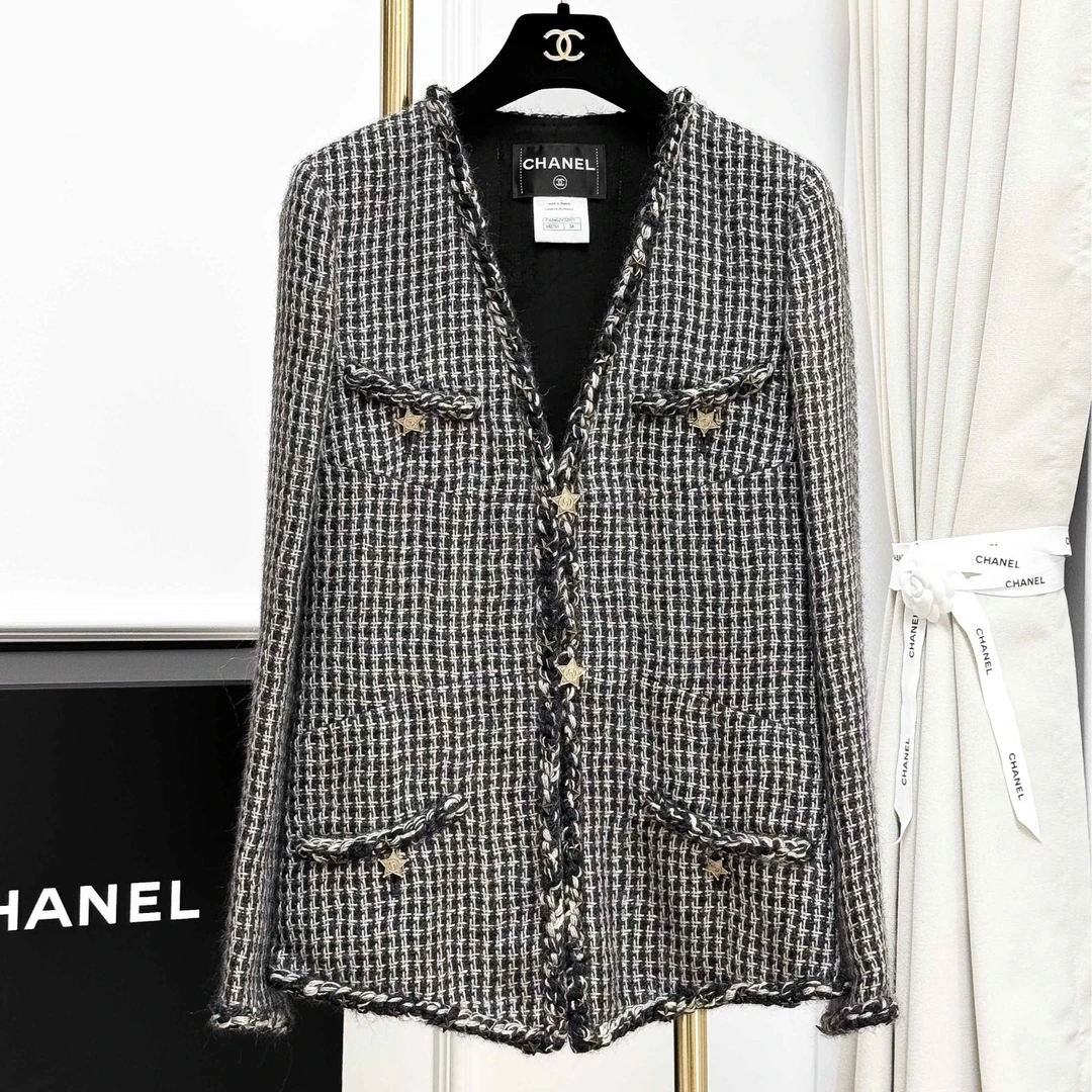 99新 Chanel/香奈儿 34码达拉斯系列黑白混色四口袋长袖外套
