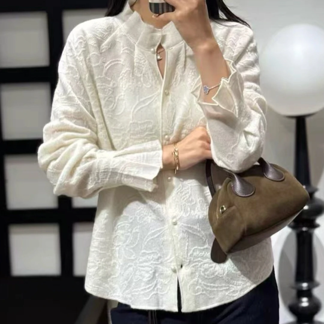 2025新款提花常规款纯色长袖毛针织衫百搭宽松秋冬上衣806-1A