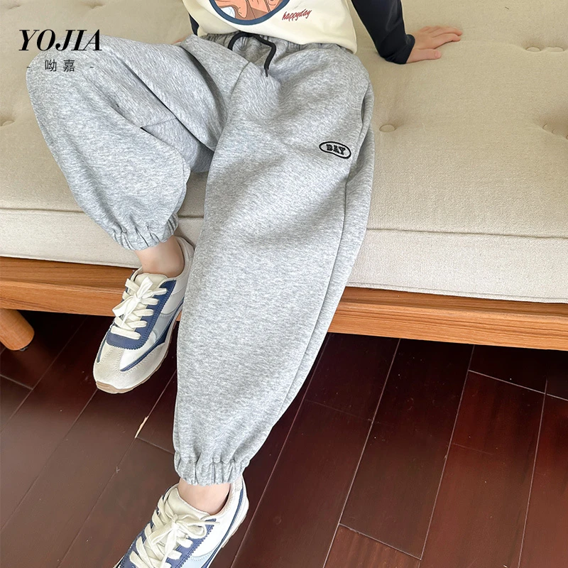 YOJIA女童运动裤春季2025新款休闲束脚裤女大童卫裤儿童裤子春装