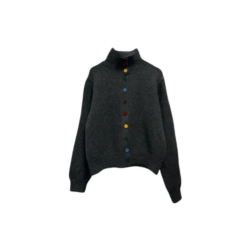 VAZSLVE/原创设计 百搭新款彩虹纽扣高领针织开衫ks206