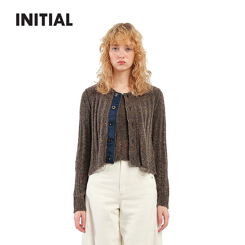 【杠上开花系列】INITIAL25春季短款摇滚风格针织开衫25SYTFMCXX297