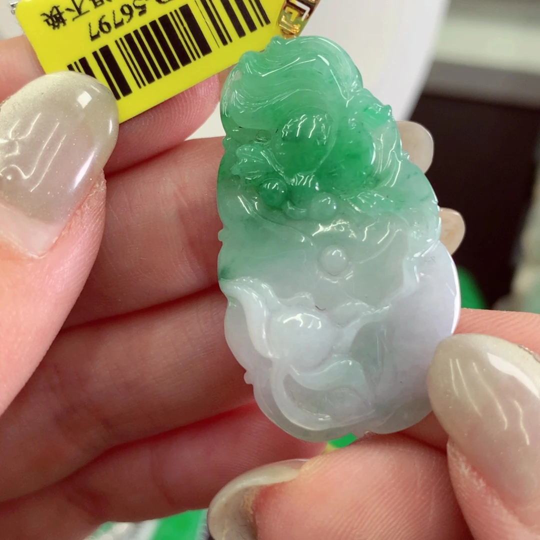 翡翠18K金镶嵌吊坠(不含链)