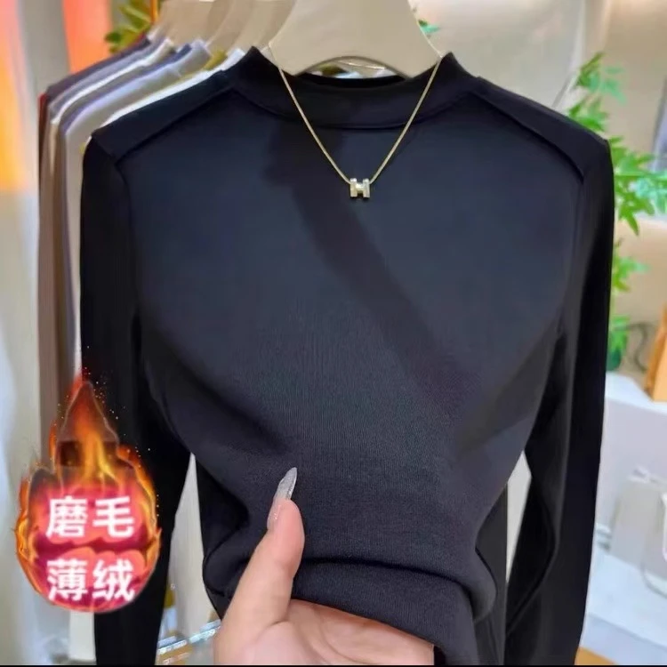 838 2025新款秋冬百搭高级感通勤风长袖半高领长袖保暖内搭打底衫