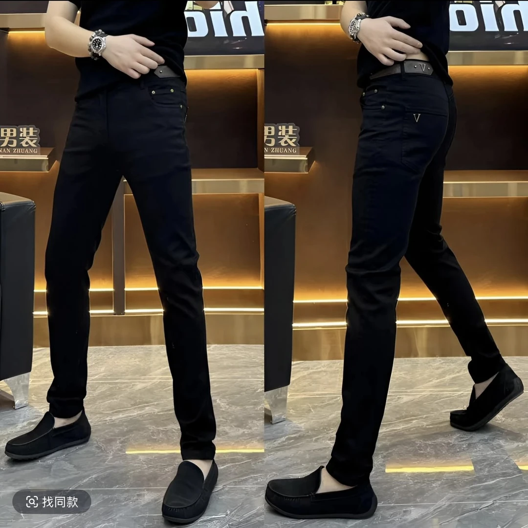 853男士酷飒腰带牛仔裤修身小脚时尚百搭帅气潮流ins小脚牛仔裤