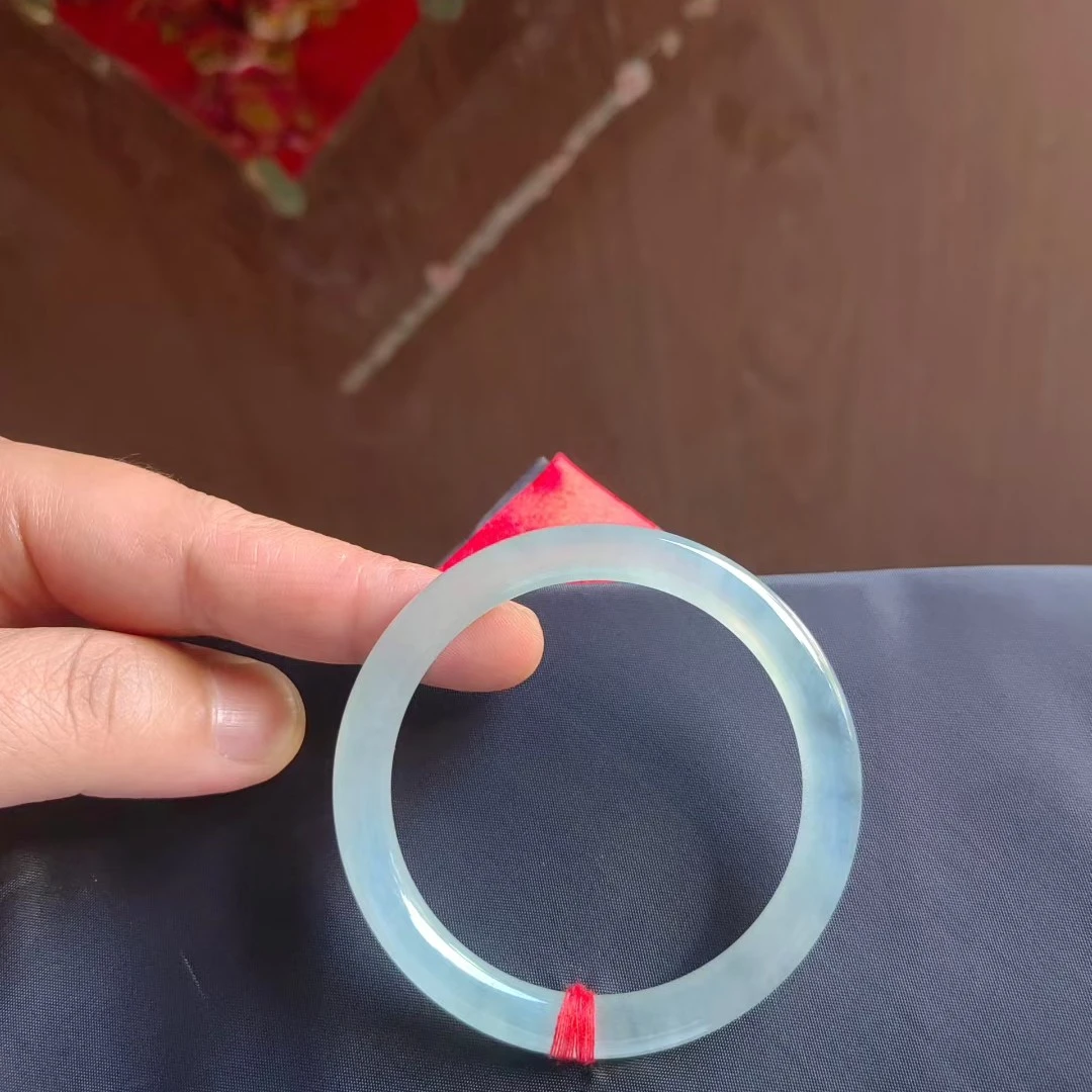 天然缅甸翡翠圆条手镯54.5圈口