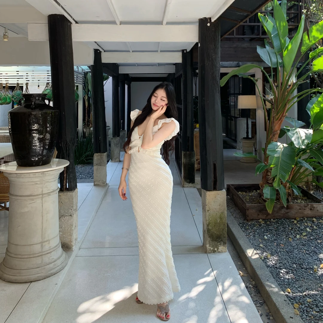 17shop  蕾丝 乖乖鱼尾连衣裙