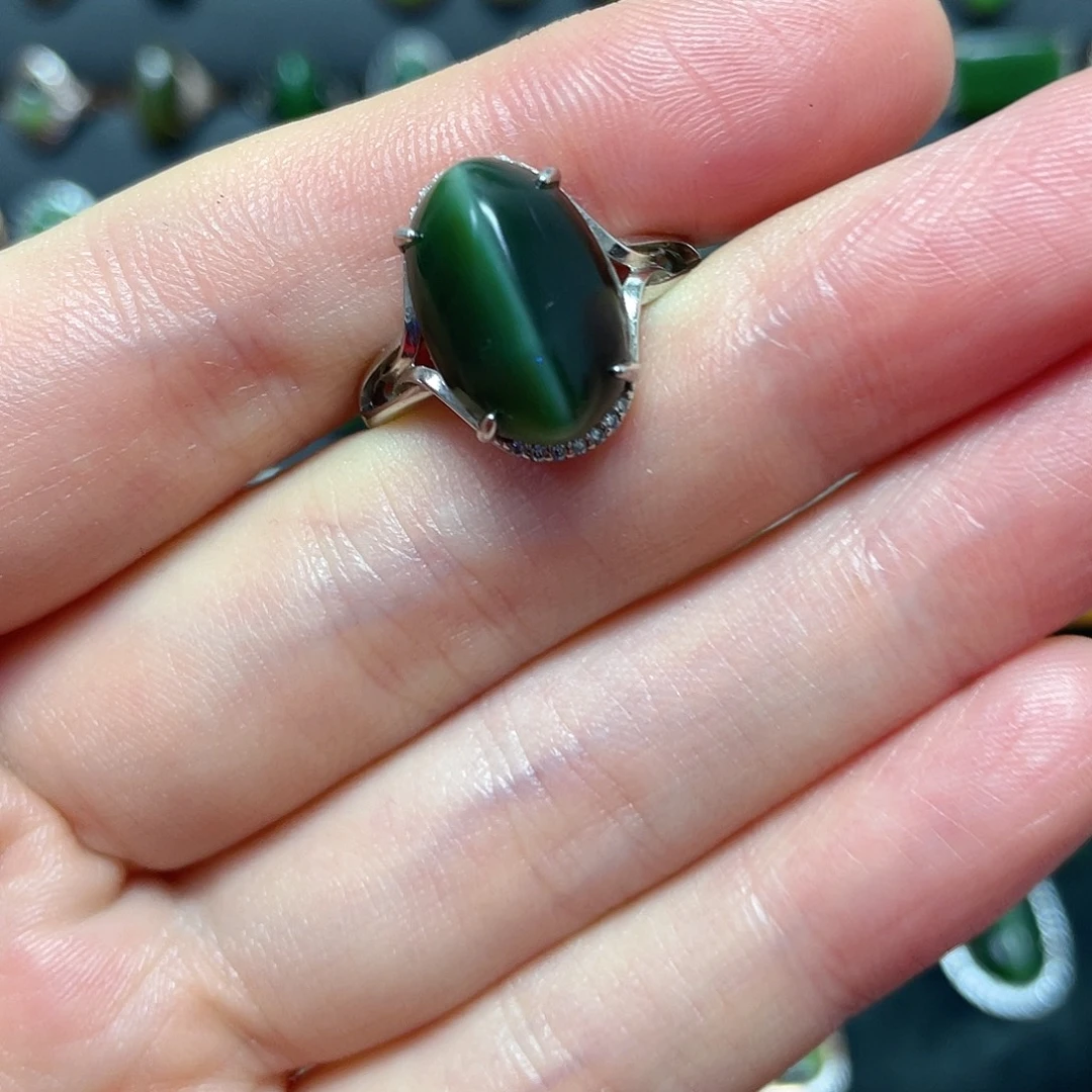 和田玉（碧玉）银S925镶嵌吊坠(不含链)