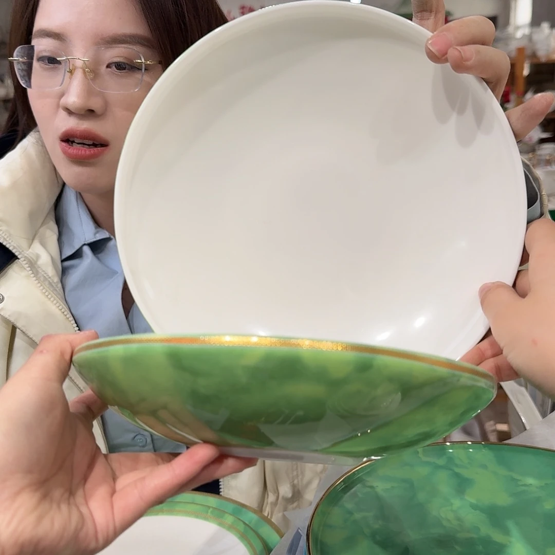 瓷高骨瓷8英寸深盘20*4cm2个外贸尾单