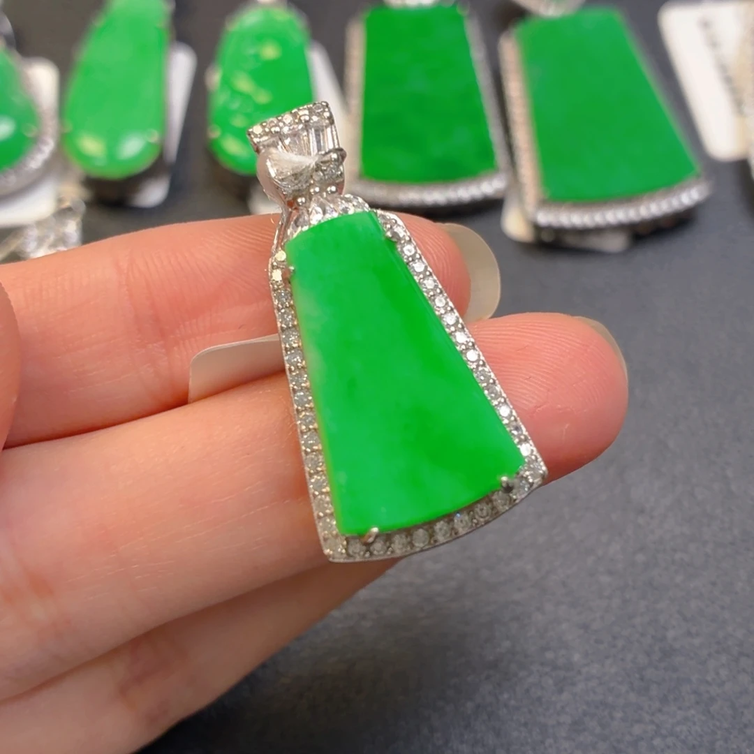 翡翠银S925镶嵌吊坠(不含链)