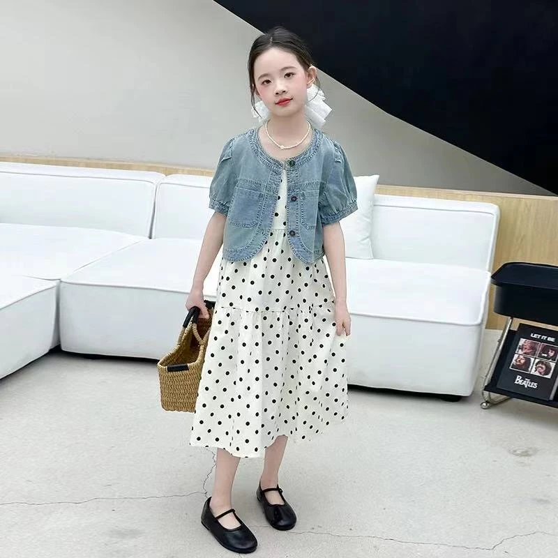 F040儿童夏季波点连衣裙两件套25065