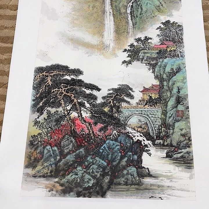 国画蓝*@花鸟的翅膀是白色和白色两