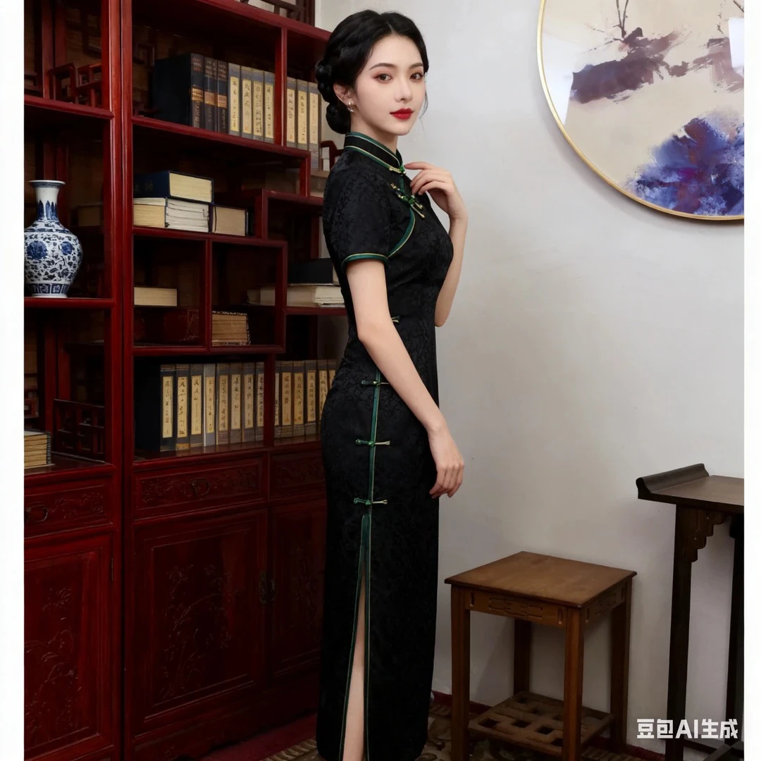 【暗香】夏季新款素雅大方修身显瘦气质淑女日常高端绣花旗袍连衣裙