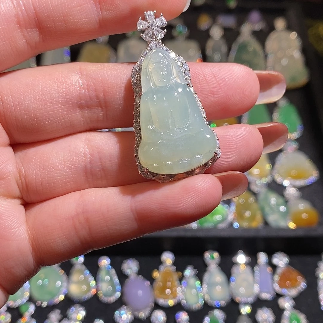 颈饰银S925镶嵌翡翠天然翡翠