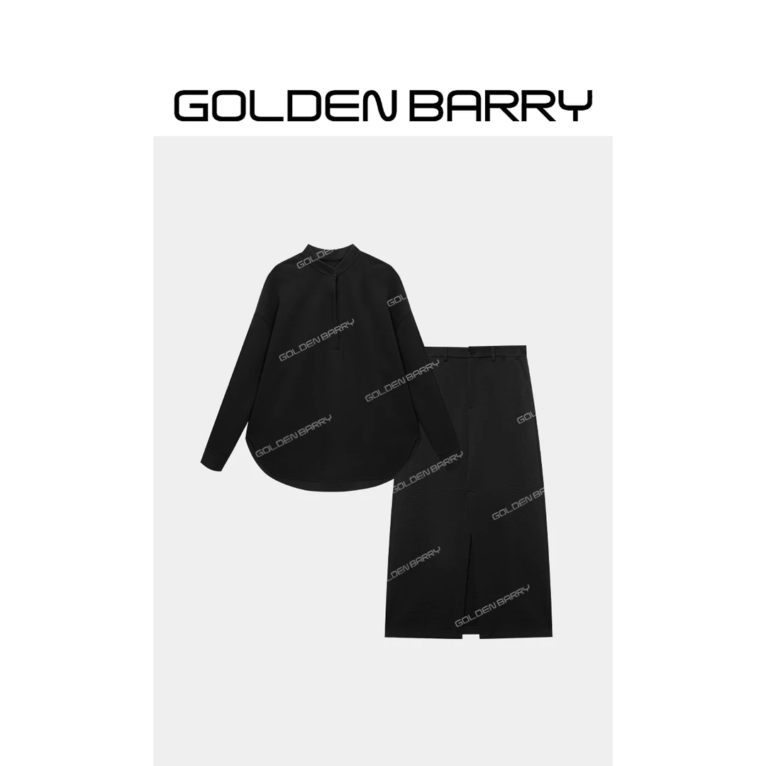 GOLDENBARRY|215121/310188慵懒风半开襟上衣/开叉半身裙