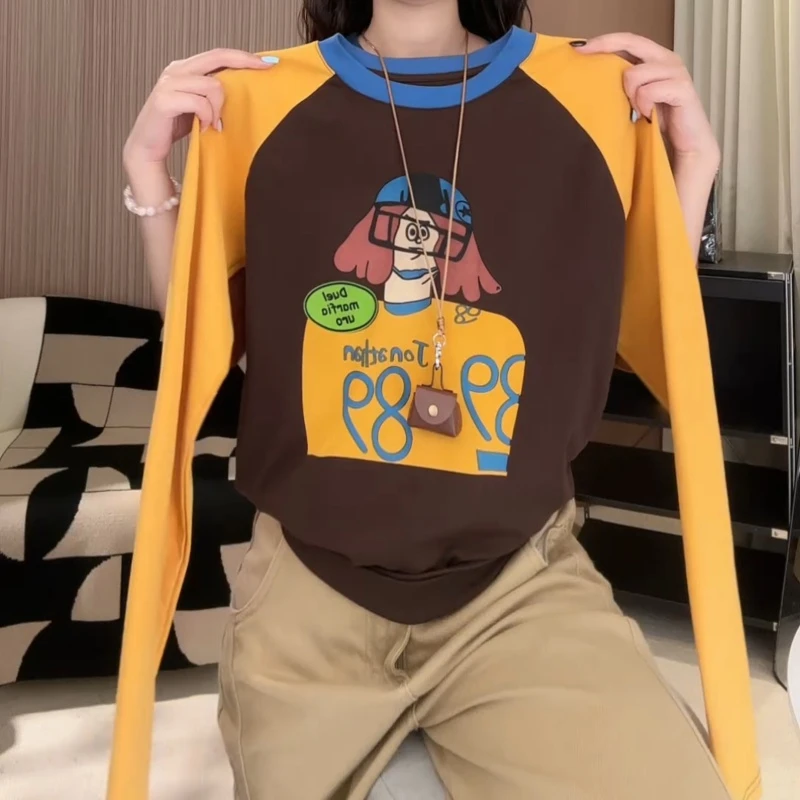 「童趣收藏家」新颖配色氛围感减龄显瘦长袖T恤LK2507348