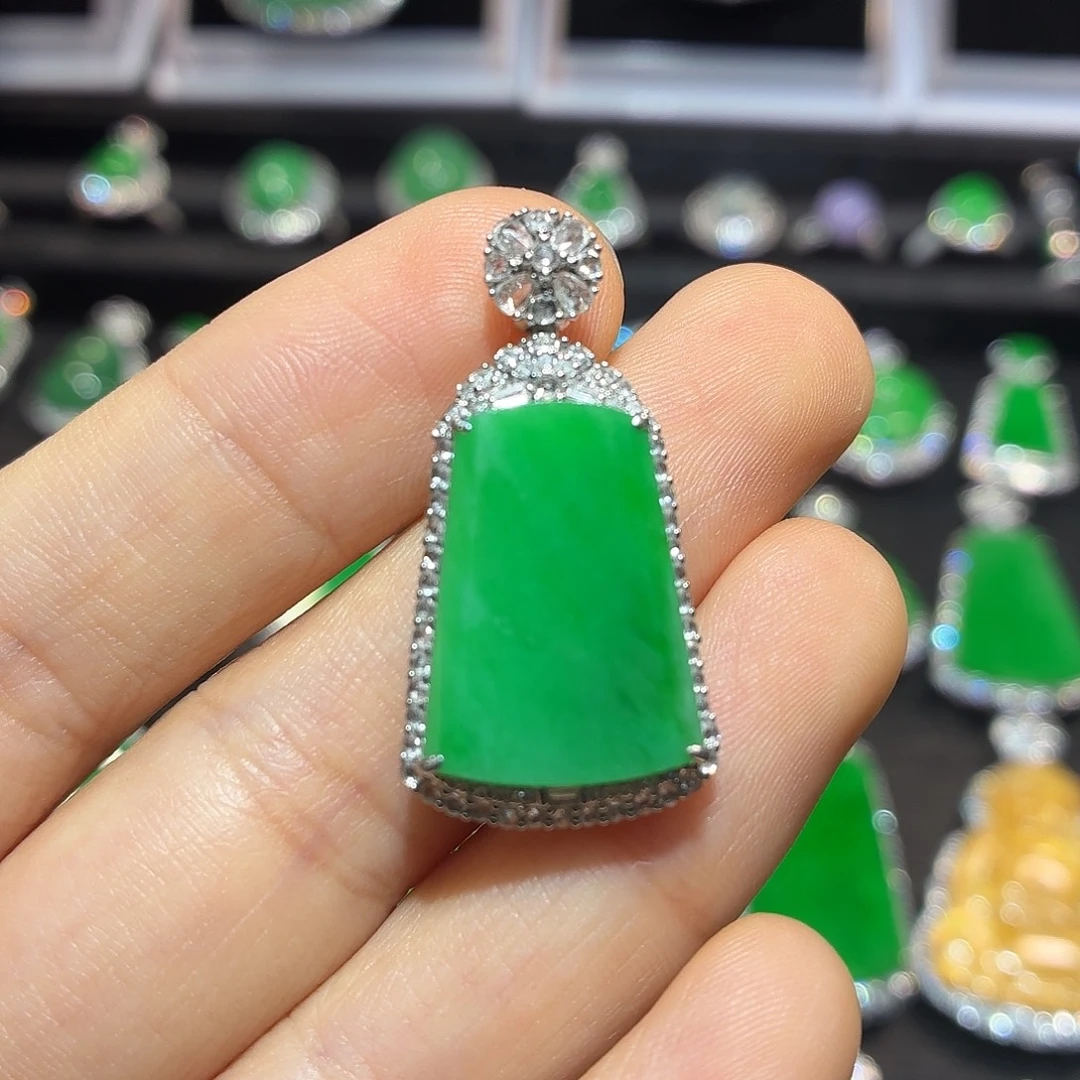 翡翠18K金镶嵌吊坠(不含链)翡翠