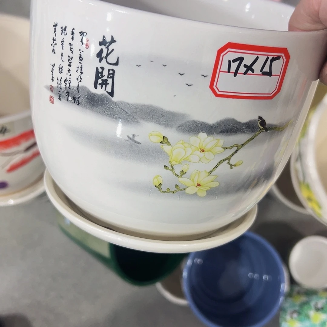 外贸尾单陶瓷花盆凑10米包邮