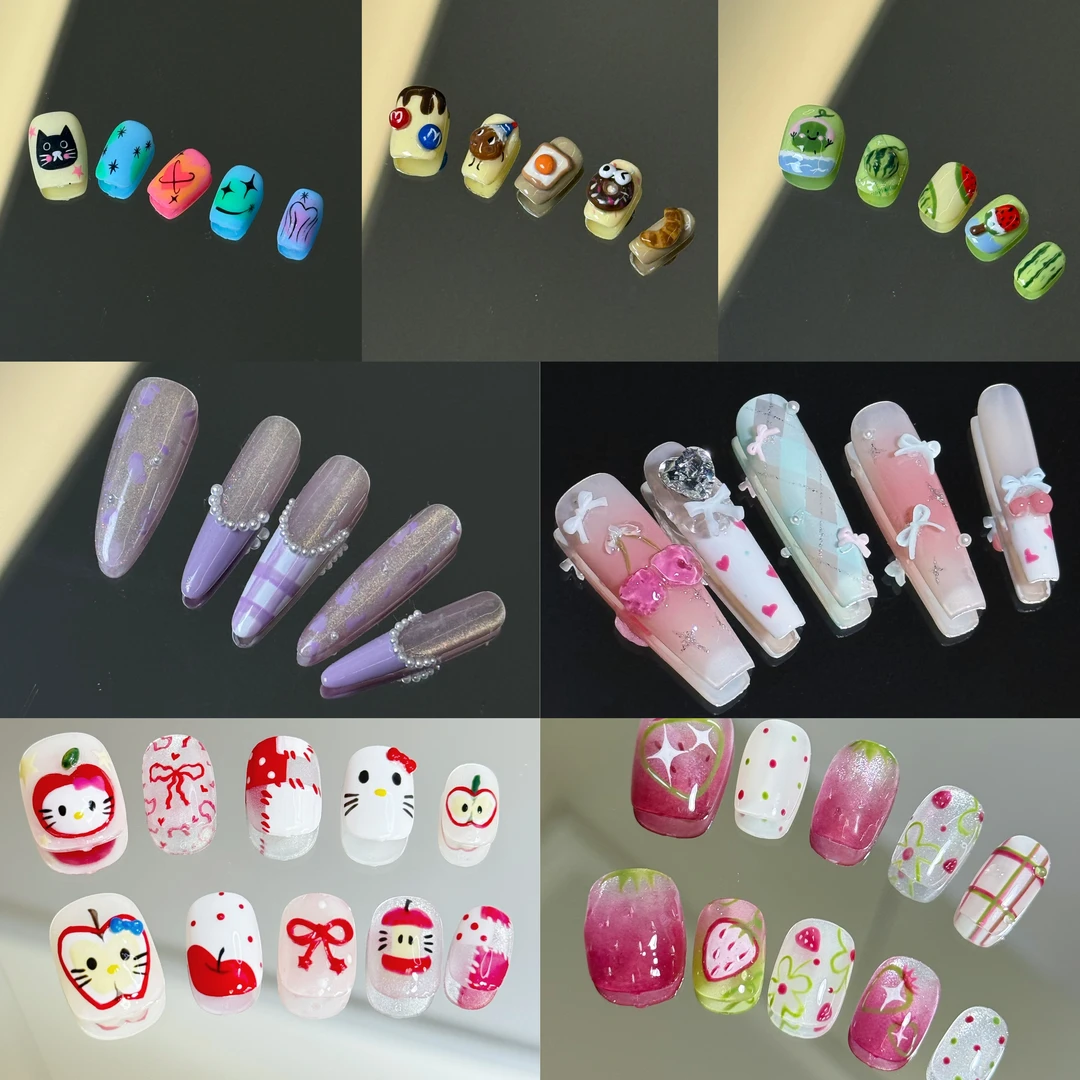 【4号水彩】下单备注编号两单包邮纯手工高货穿戴甲美甲NO退NO换