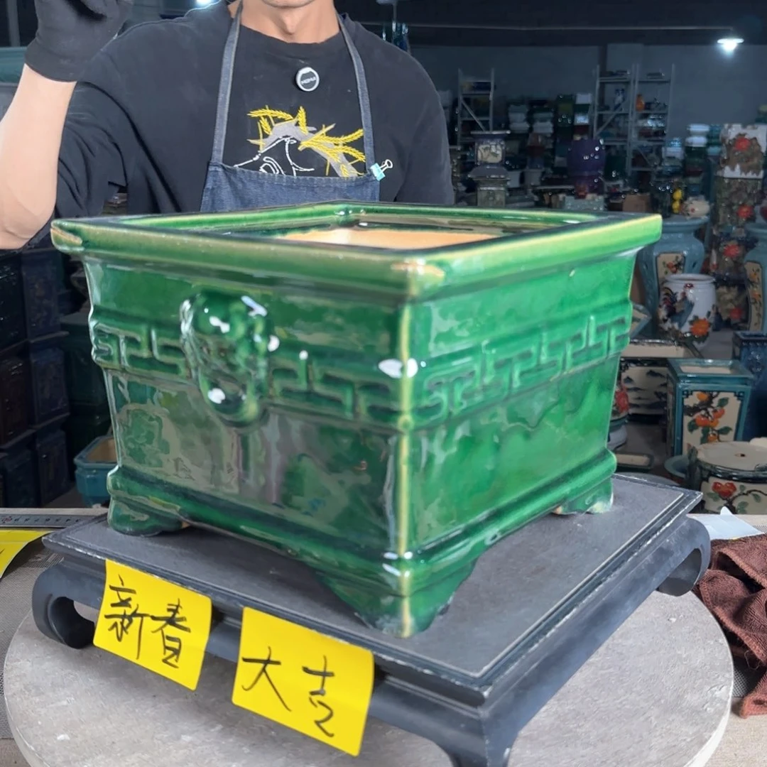 一风堂石湾花盆。高温裂瑕疵