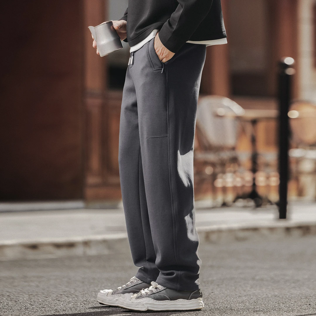 格蓝鹿美式复古基础款男士卫裤子宽松直筒秋季时尚运动直筒休闲裤