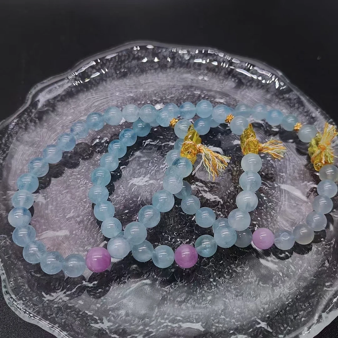 硕夏天然海蓝宝6-7mm+小熊设计款手链多样性发其一SX445