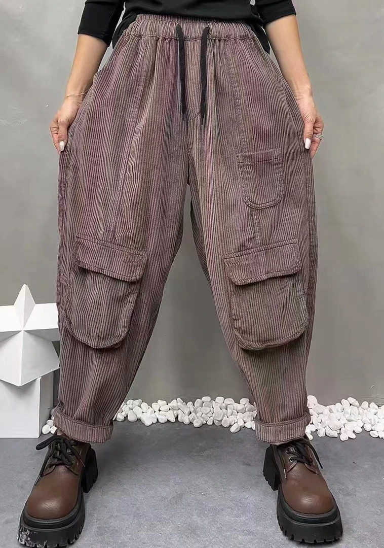 牛仔裤早秋新款2076灯芯绒水洗百搭宽松韩版时尚休闲复古松紧腰