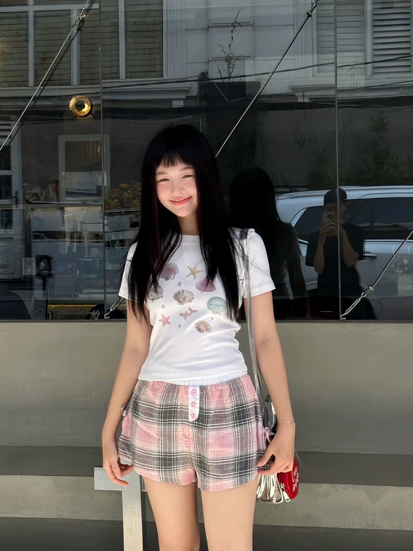 百搭夏款显瘦韩系少女短袖罩衫上衣