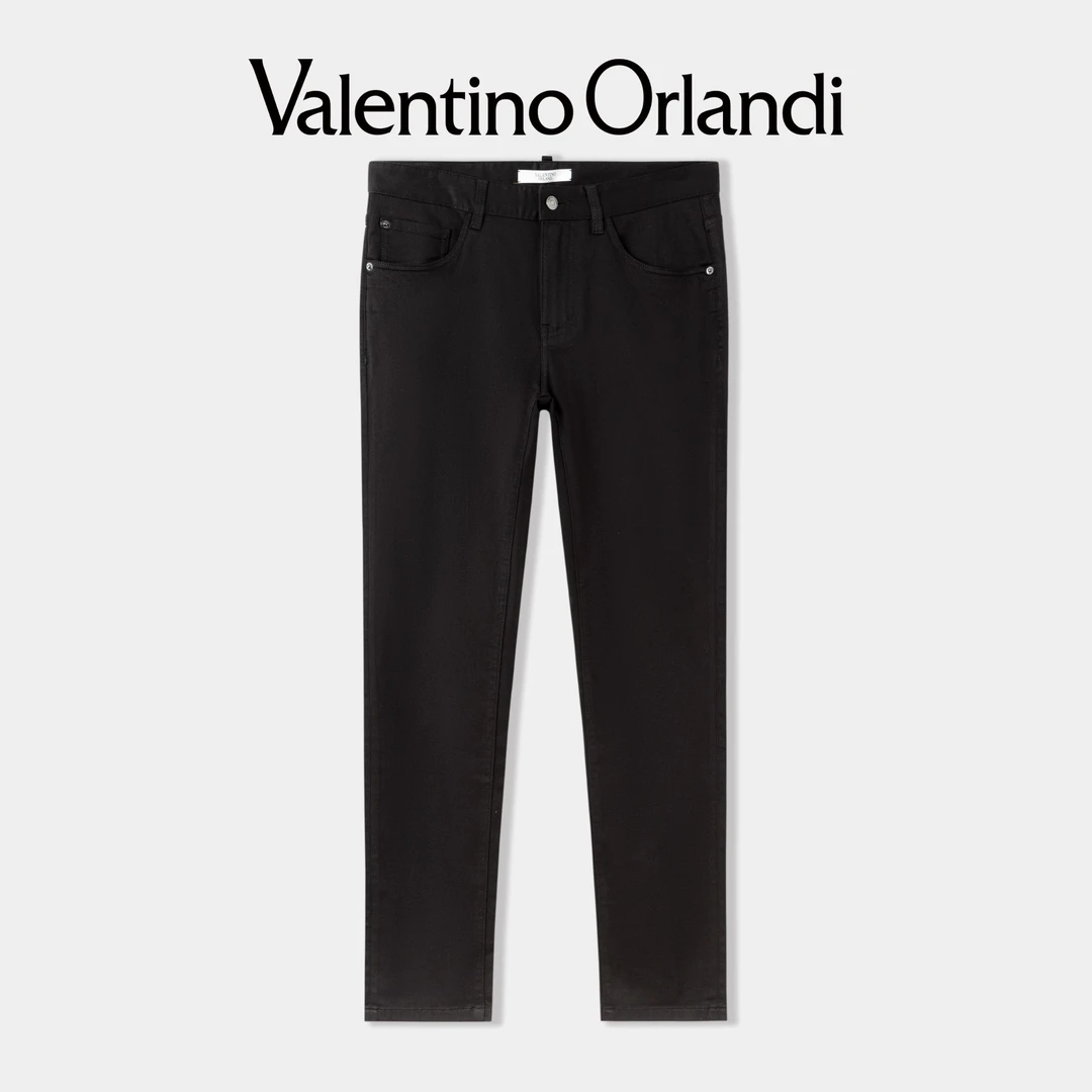 Valentino orlandi男士春秋A版时尚百搭净版纯色简约直筒牛仔裤