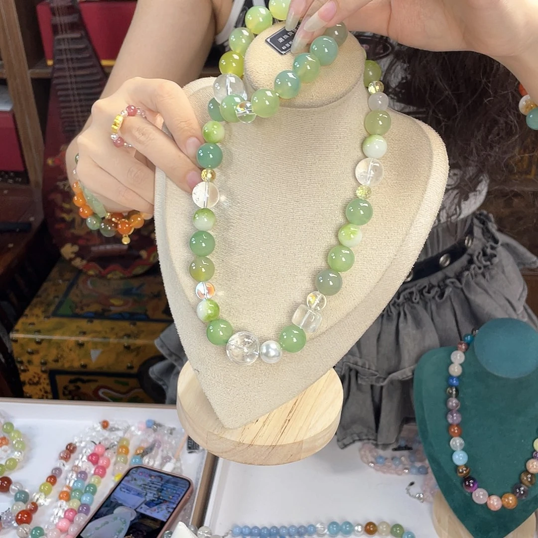 水晶手链银S925镀金镶嵌