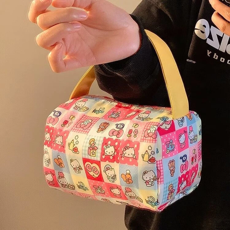 ins高颜值卡通猫咪便携式化妆包春日大容量立体手提包收纳洗漱包