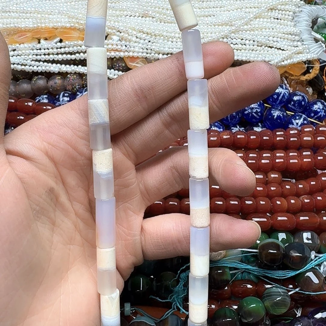 玛瑙/玉髓合金珠宝半成品一条8x20m玛瑙