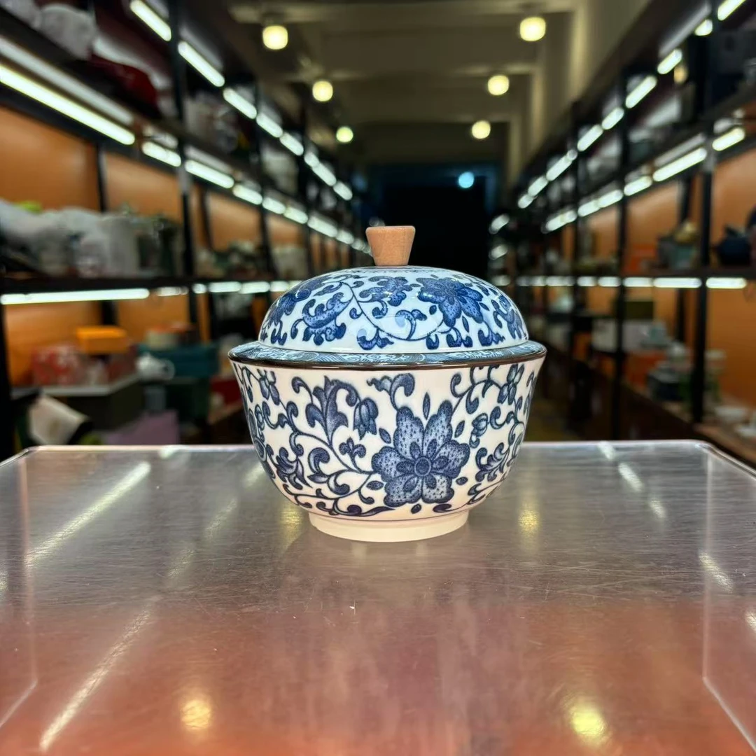 秋香茶具 青花缠枝莲烟灰缸简约家用陶瓷摆件茶道-5730-0824