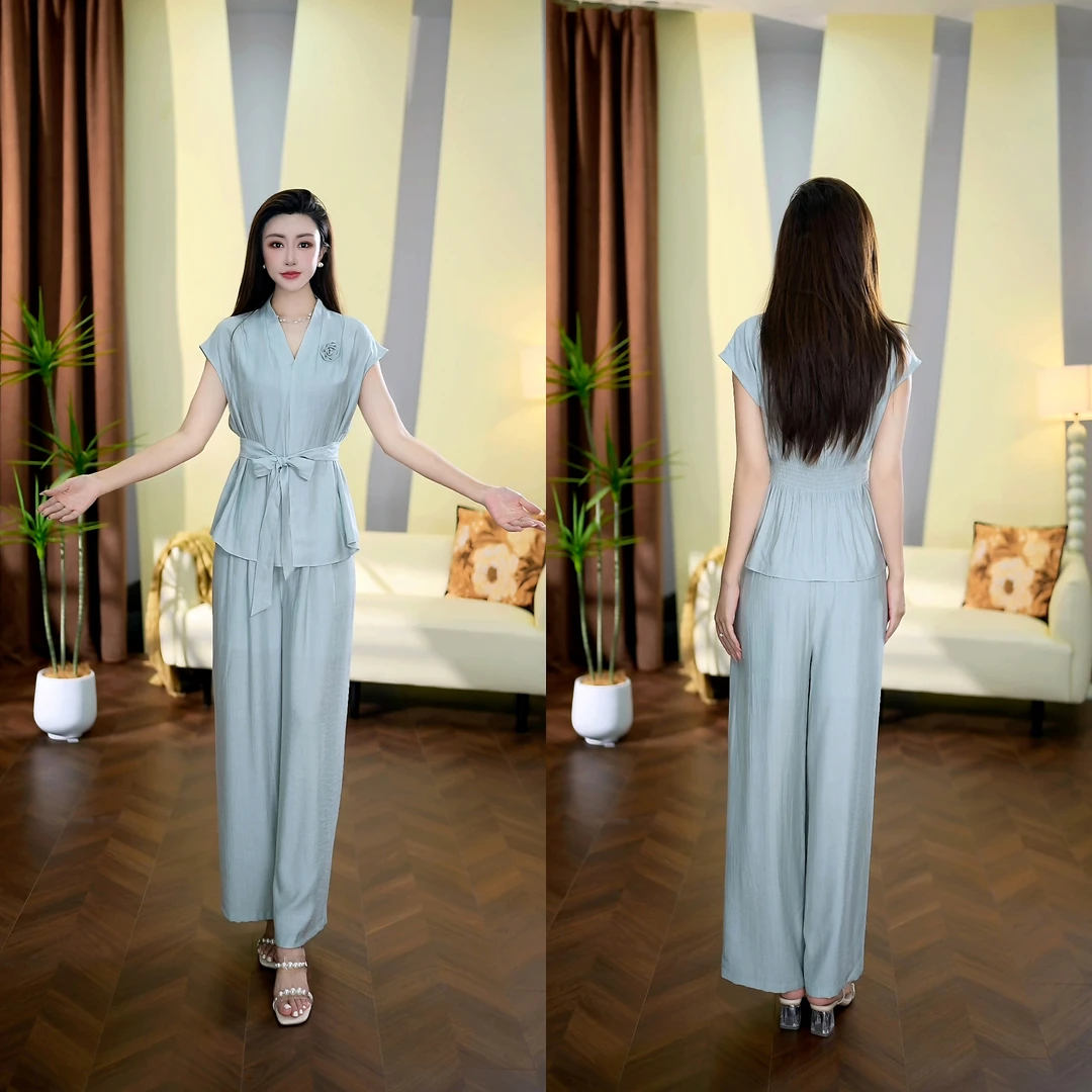 DS5037【丹思俪】菲菲专属-气质优雅复古中式休闲套装