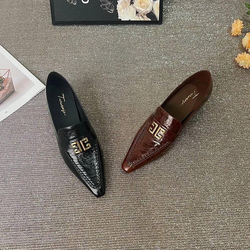 TROWSAGE/牛皮/4cm/方头深口单鞋粗跟百搭女鞋25D731