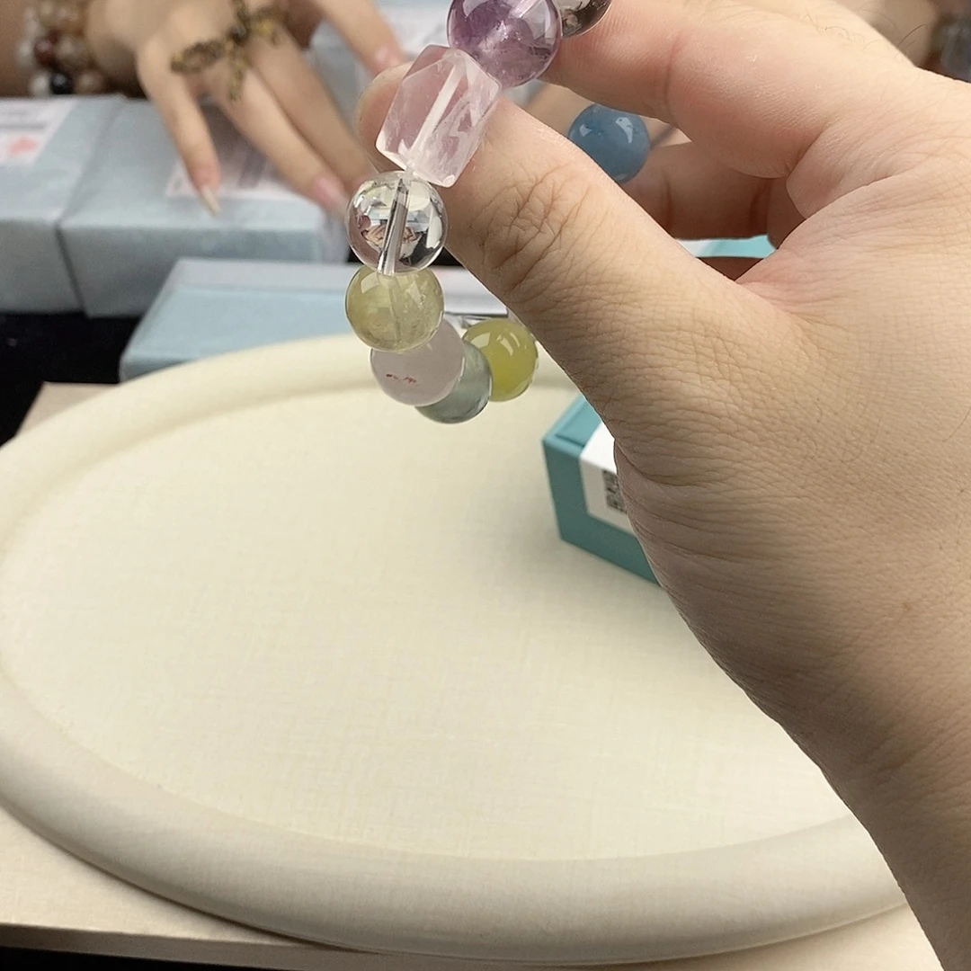 水晶银S925镀金镶嵌手链