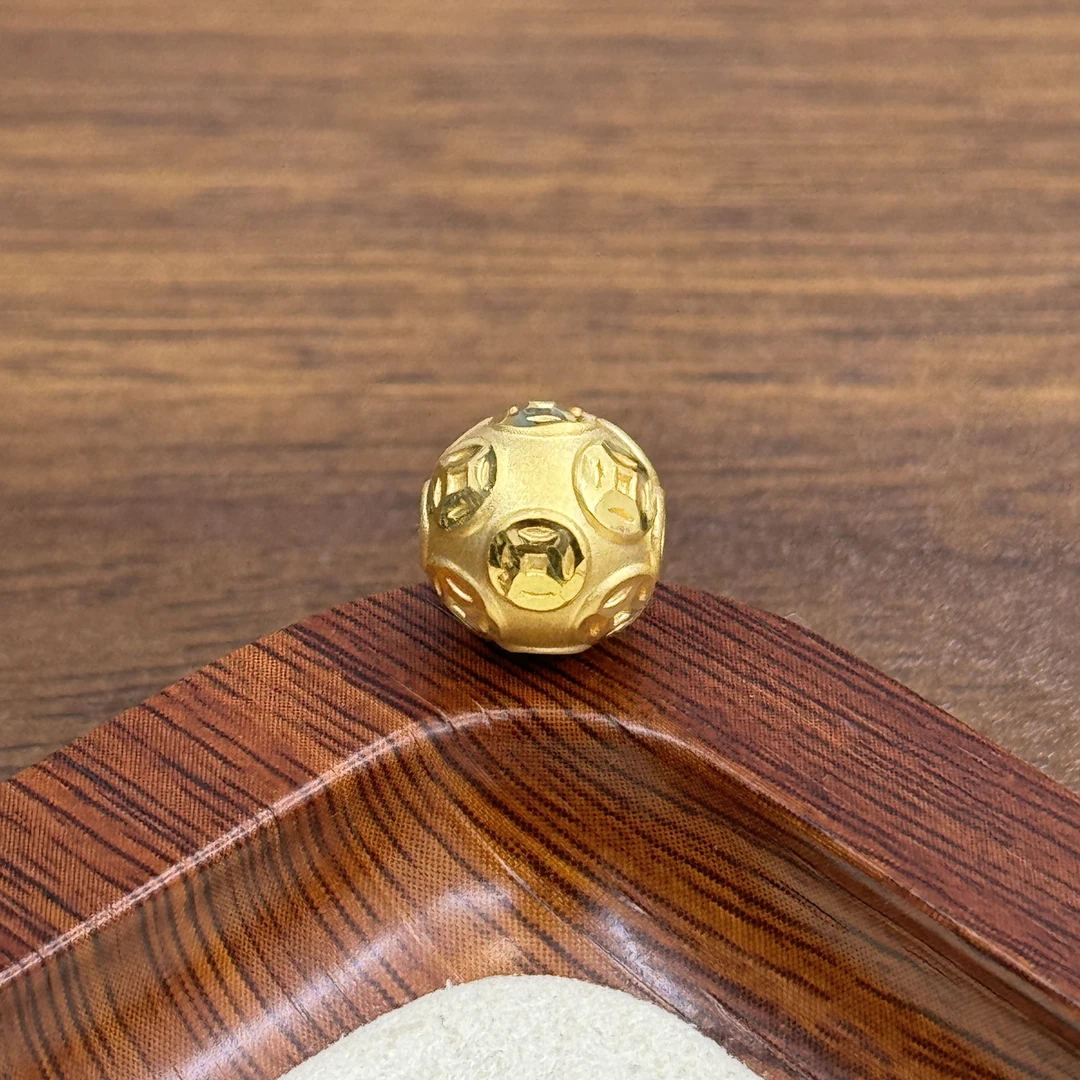 水贝黄金999足金10mm光面钱币珠DP2240