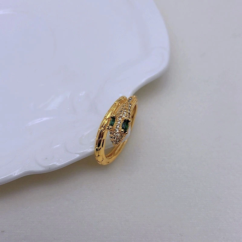 戒指 1353-时尚轻奢卷卷蛇戒指气质金色百搭经典